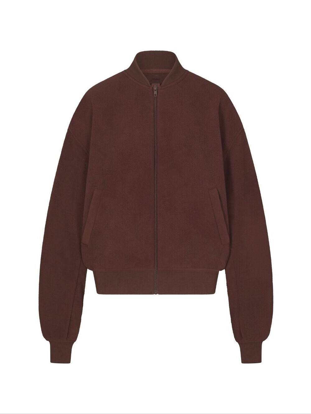 SKIMS Fleece Lounge Bomber Jacket Cocoa Oversized Size S
